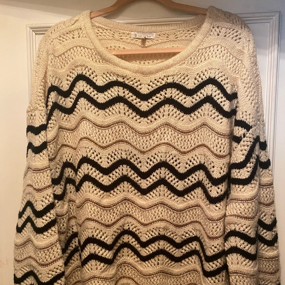 Stitchfix Skies are Blue Sweater Sz 2X Open Knit Pullover Crewneck